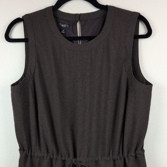Talbots Elegant Brown Wool Sleeveless Waist Tie Dress Size 10 Minimalist Coastal - Picture 3 of 10